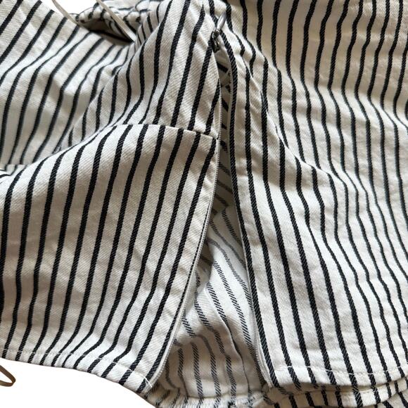 Future Collective Striped One Shoulder Denim Cropped Top Black White Sz XL - Picture 7 of 10